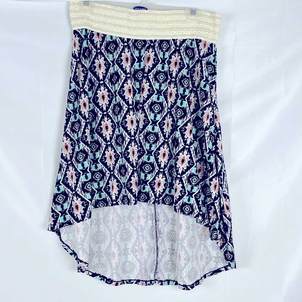 No Boundaries Train Back Pull-On Blue & Tan Women's Skirt Size XL